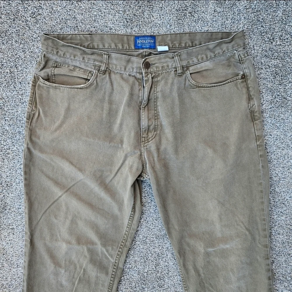 Pendleton Olive Green Khaki Pants Casual Fit 100% Cotton Jeans Mens Size 40x32